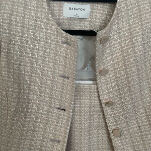 Babaton Light Beige Textured Jacket and skirt